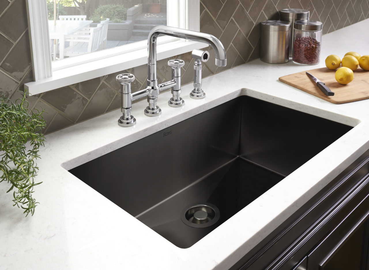 black stainless steel sink