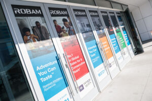On-site signage advertising on the front doors of the Las Vegas Convention Center at KBIS 2023