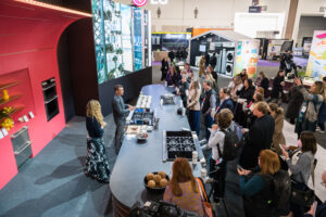 Informative discussion happening between the exhibitors and attendees in Hard Hat Media Tour.