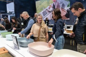 Interior designers discovering new kitchen products at KBIS 2023.