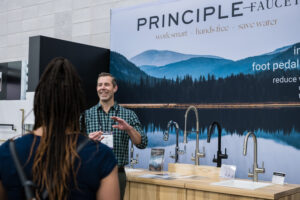 Kickstarter Zone exhibitor, Principle Faucets, at KBIS 2023