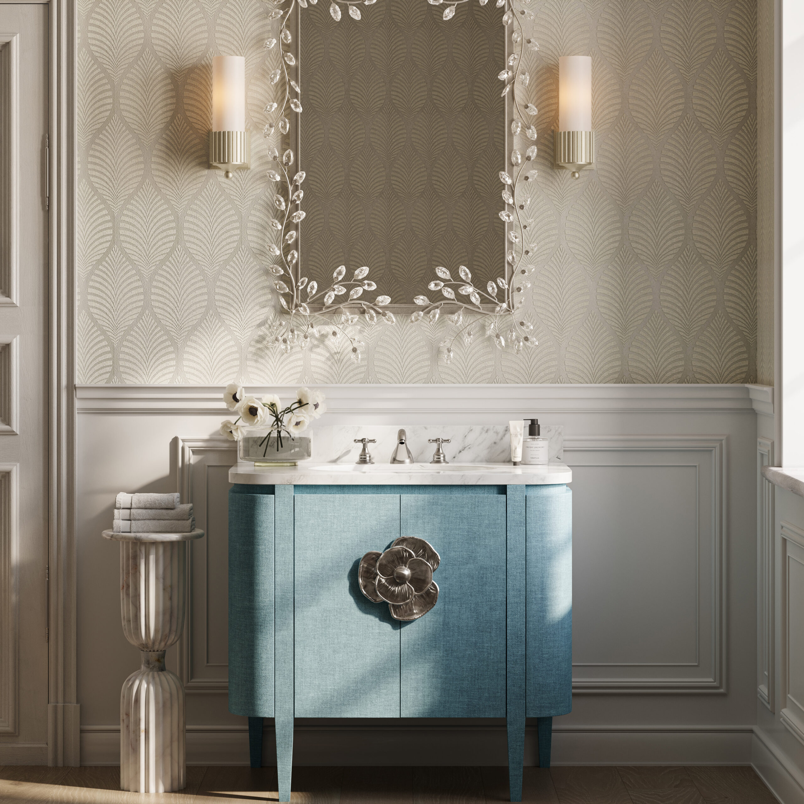 Beautiful bathroom provided by KBIS exhibitor, Porcelanosa