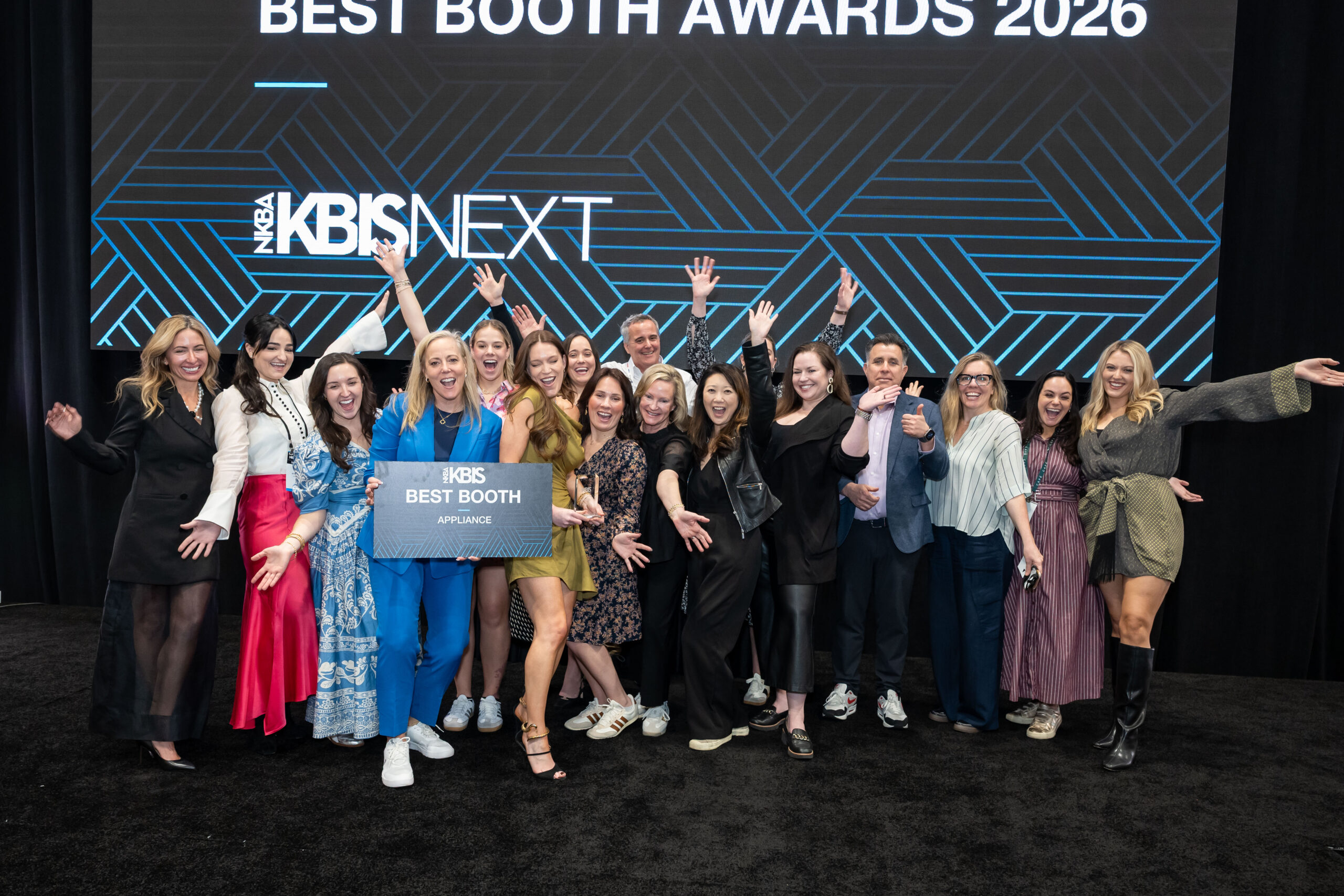 Winners of the Best of KBIS competition accept their award on stage at KBIS 2024. 